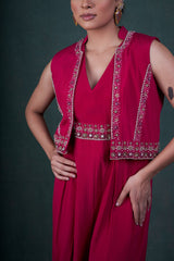 Fuschia Embroidered Jumpsuit