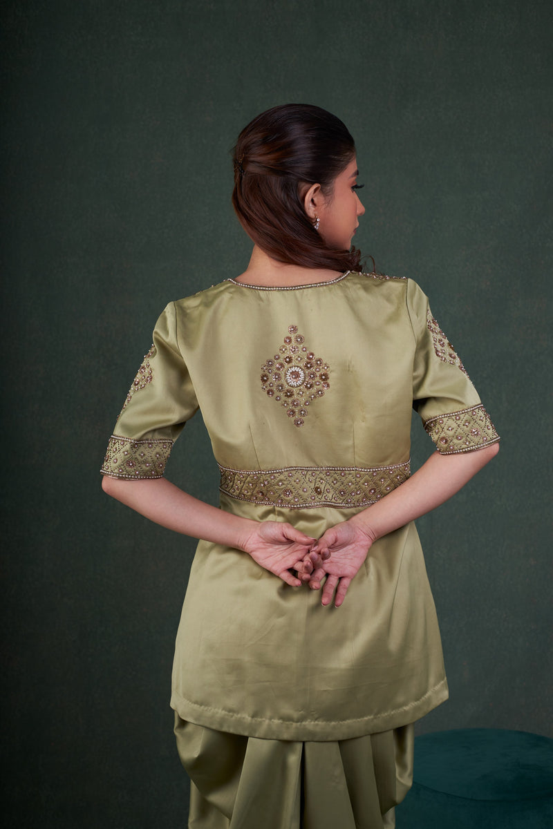 Ivy Pista Peplum Top With Dhoti Pants