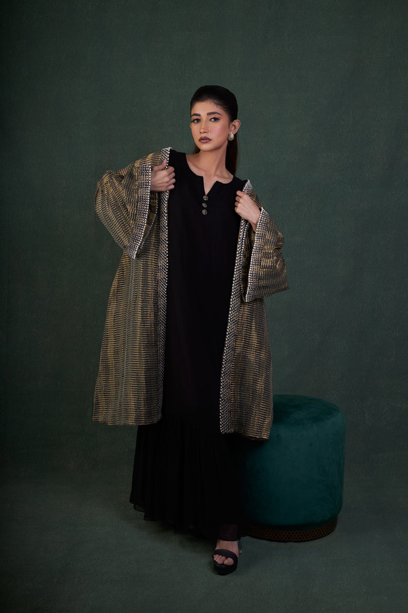 Onyx Zari Jacket And Dress