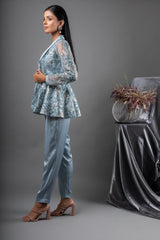 Aquamarine Peplum Jacket Set