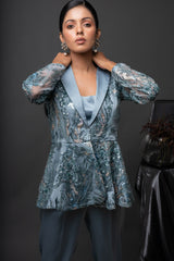 Aquamarine Peplum Jacket Set