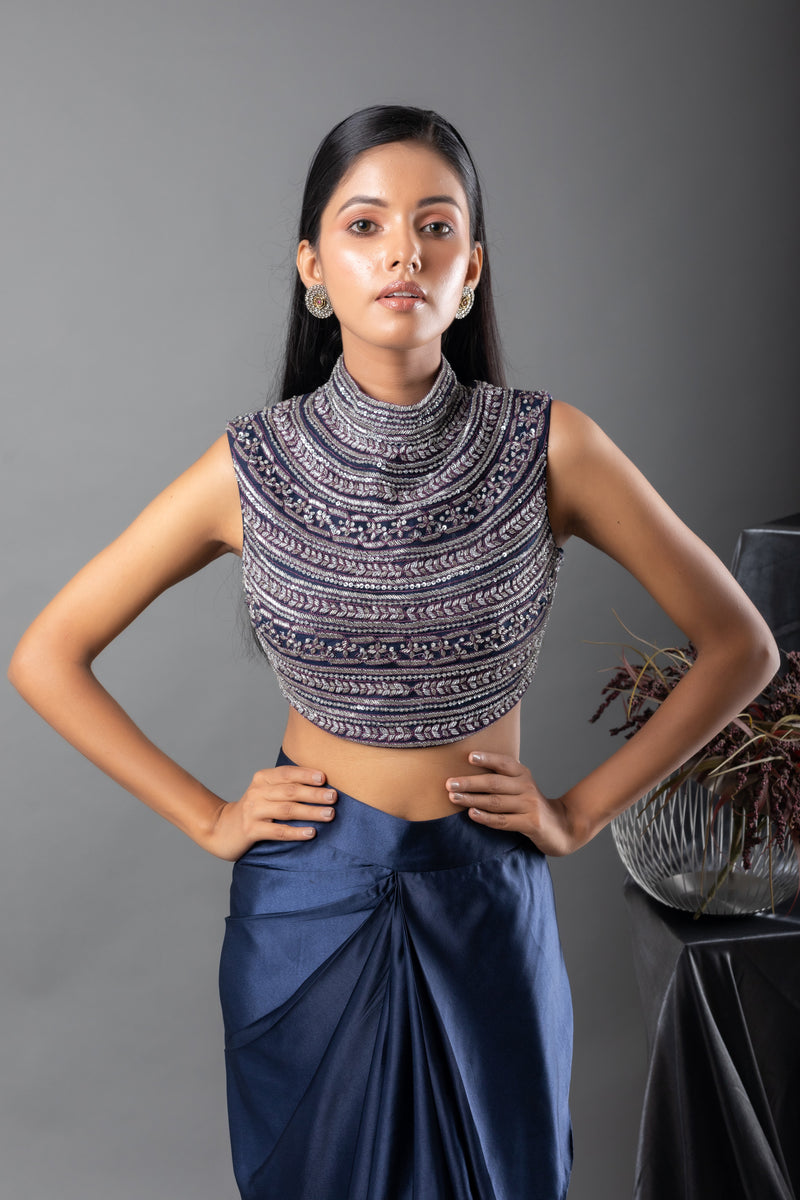 Arched Azurite Blouse and Drape Skirt