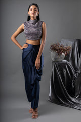 Arched Azurite Blouse and Drape Skirt