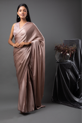 Carnation Dewdrop Blouse with Silk Satin Saree