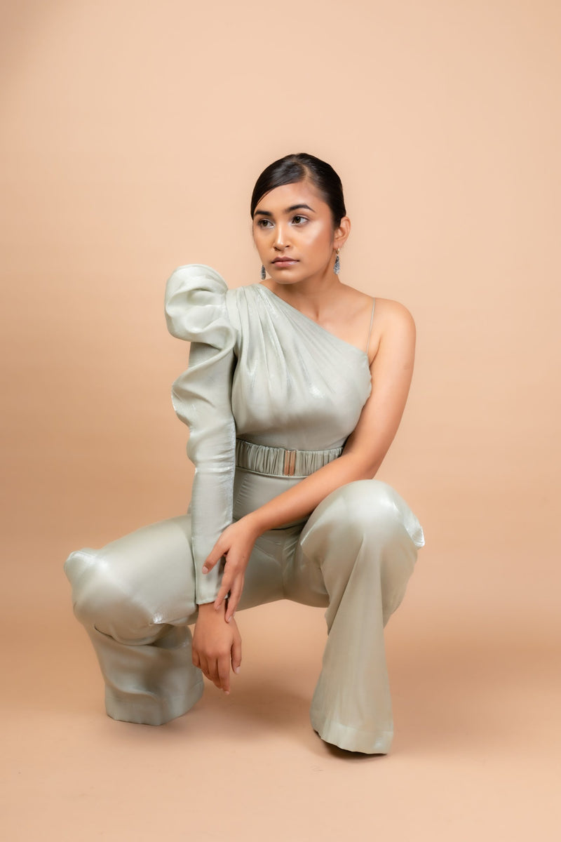 Sleeve Belted Jumpsuit