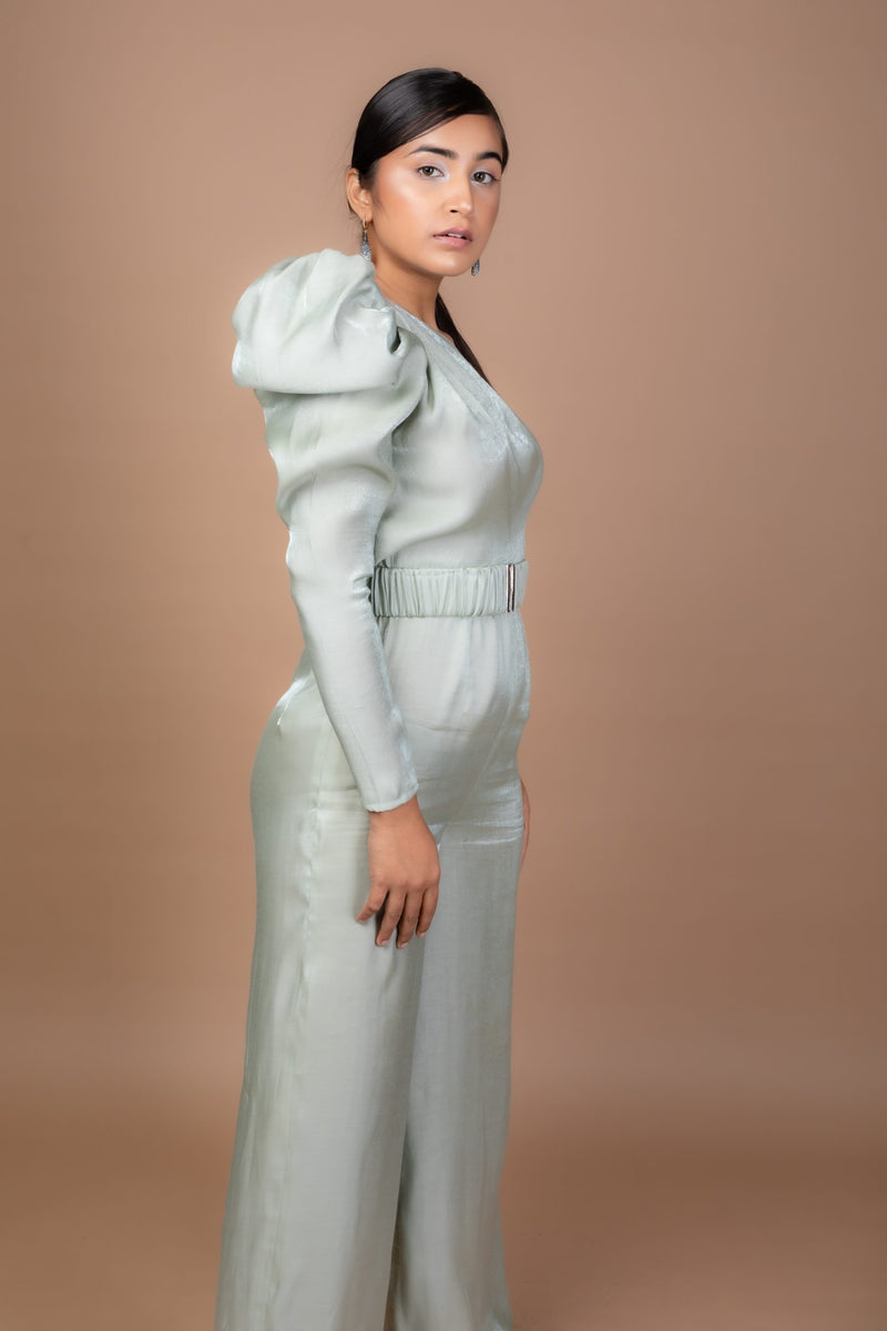 Sleeve Belted Jumpsuit