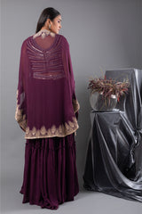 Sangria Mirror Blouse, Lehenga and Cape Set