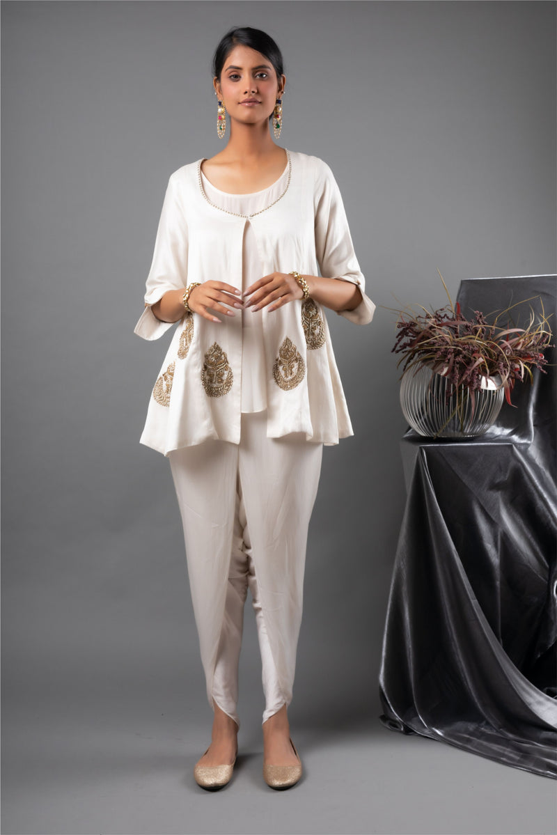 Pearl Zardozi Kurta and Dhoti Set