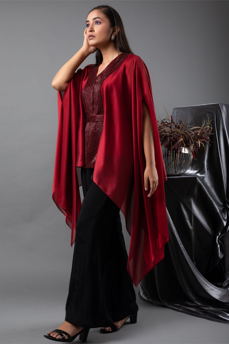 Ruby Ombre Cape with Pants