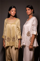 Cardamom Zardozi Kurta and Dhoti Set