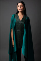 Emerald Ombre Cape with Pants