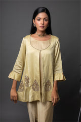 Cardamom Zardozi Kurta and Dhoti Set