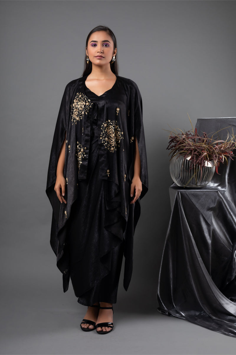 Onyx Cape and Drape Skirt Set