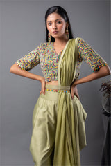 Kaleidoscope Blouse and Cowl Dhoti Set