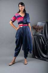 Spectrum Blouse and Cowl Dhoti Set