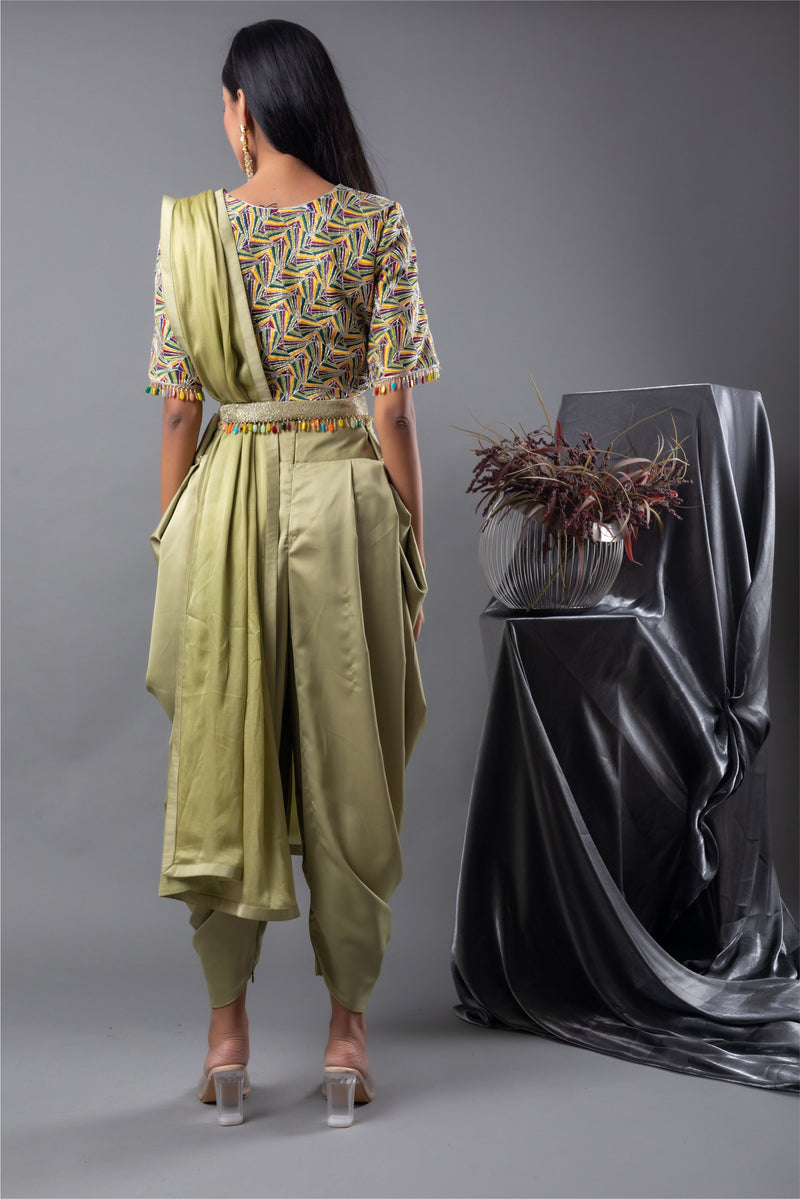 Kaleidoscope Blouse and Cowl Dhoti Set