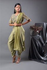 Kaleidoscope Blouse and Cowl Dhoti Set