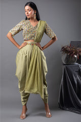 Kaleidoscope Blouse and Cowl Dhoti Set