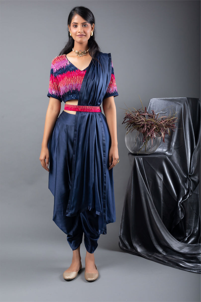 Spectrum Blouse and Cowl Dhoti Set