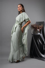 Aloe Scallop Ruffle Saree