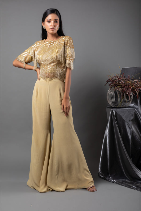 Amber String Blouse with Flare Pants