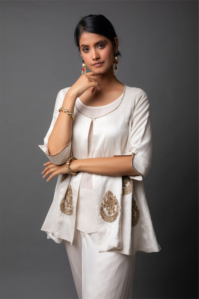 Pearl Zardozi Kurta and Dhoti Set