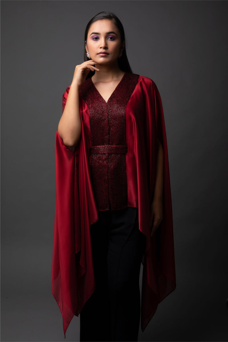 Ruby Ombre Cape with Pants