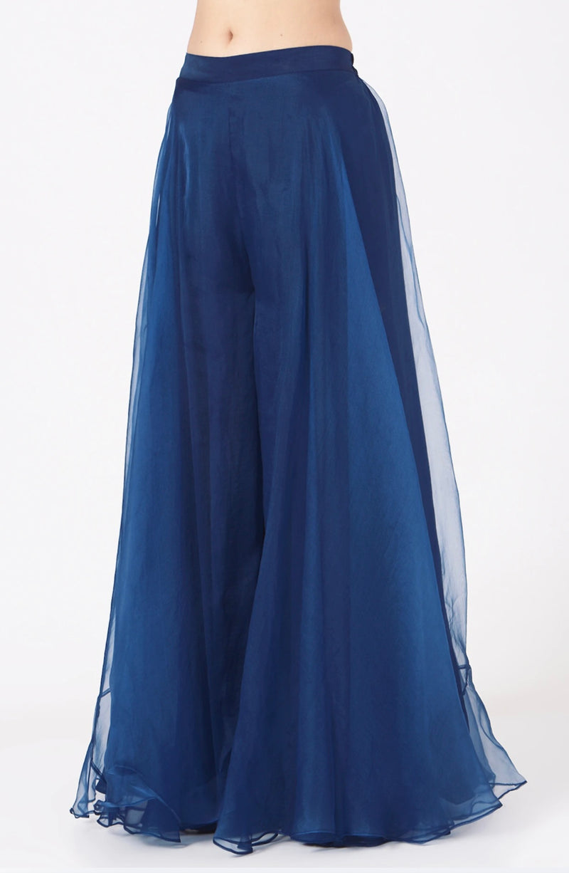 Catalina Blue Silk Organza Pant Set