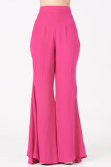 Fuchsia Silk Crepe Flared Pant Set